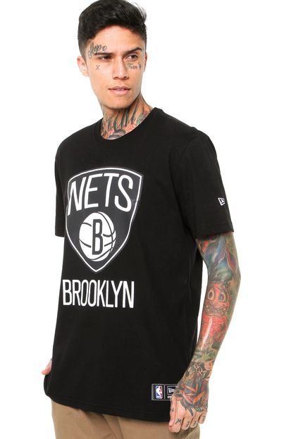 Camiseta New Era Logo Brooklin Nets Preta - Marca New Era