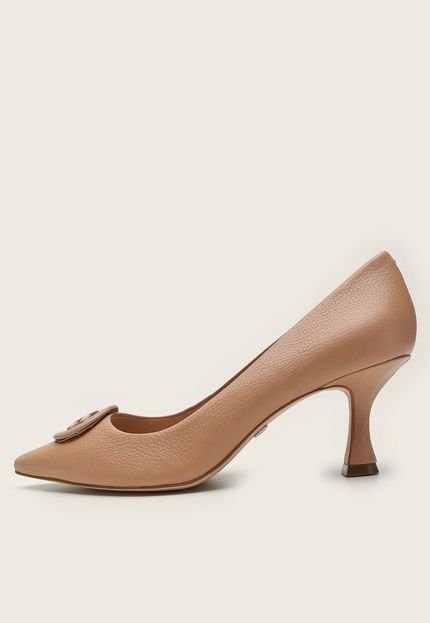 Scarpin Jorge Bischoff de Couro Logo Nude - Marca Jorge Bischoff