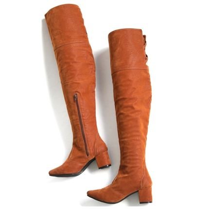 Bota Inverno Over Knee Lirom Cano Super Alto Camurcina Caramelo - Marca Lirom