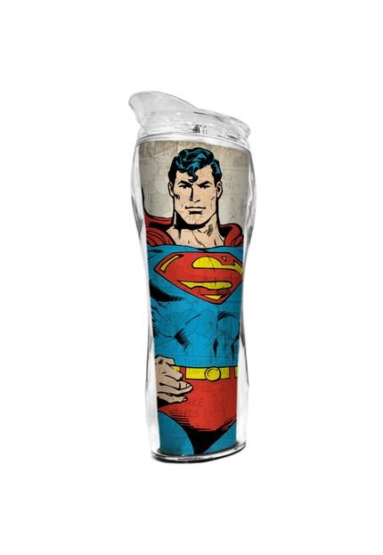 Copo Térmico DCO Plástico Superman Face 400ml Bege/Azul/Vermelho - Marca DCO