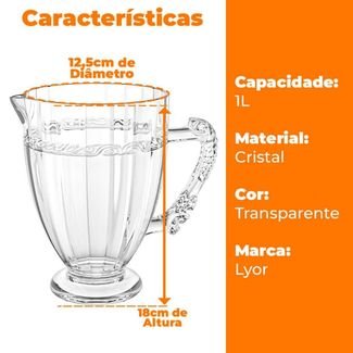 Jogo De Copos e Jarra de Cristal Transparente Imperial 5 peças - Lyor
