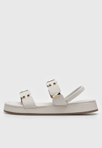 Rasteira Papete Via Uno Tachas Off-White