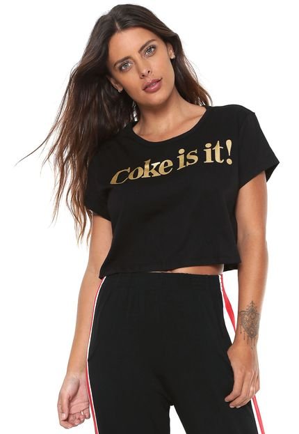 Camiseta Cropped Coca-Cola Jeans Coke Is It! Preta - Marca Coca-Cola Jeans