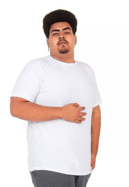 Camiseta Masculina Plus Size Básica Techmalhas Branco - Marca TECHMALHAS
