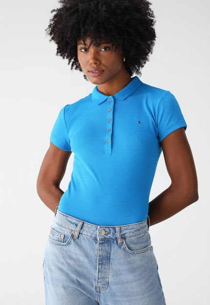 Camisa Polo Tommy Hilfiger Slim Sleeve Azul - Marca Tommy Hilfiger