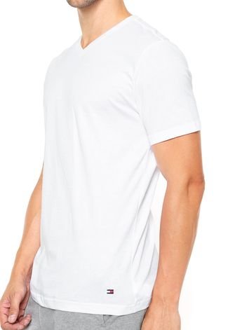 Kit 3pçs Camiseta Tommy Hilfiger Gola V Branco