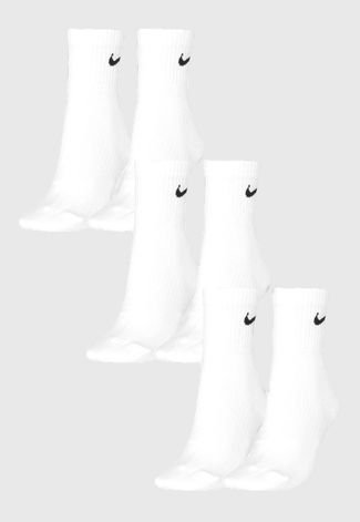 Kit 3pçs Meia Nike Cano Baixo Everyday Cush Ankle Branca