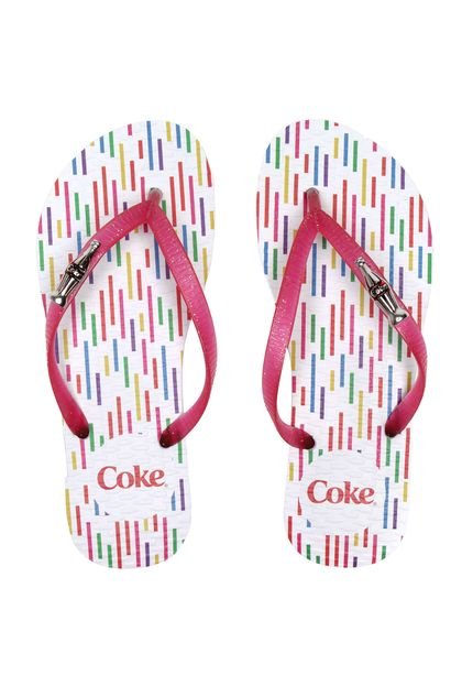 Chinelo Coca Cola Shoes Color Rain Branco/Rosa - Marca Coca Cola Shoes