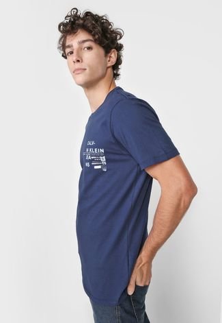 Camiseta Calvin Klein Jeans Logo Azul-Marinho - Compre Agora