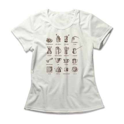 Camiseta Feminina Coffee Manual - Off White - Marca Studio Geek 