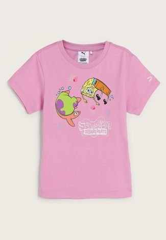 Camiseta Infantil Puma Bob Esponja Rosa