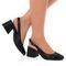 Scarpin Sapato Slingback Feminino Salto Grosso Bico Quadrado Preto - Marca Stessy Shoes