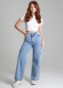 Calça Jeans Sawary Wide Leg Petit - 277876 - Azul - Sawary - Marca Sawary