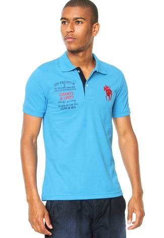 Camisa Polo U.S. Polo Bordado Azul - Compre Agora