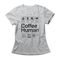 Camiseta Feminina Coffee Human - Mescla Cinza - Marca Studio Geek 
