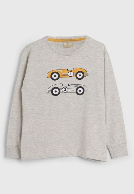 Camiseta Infantil Full Print Cinza - Marca Milon