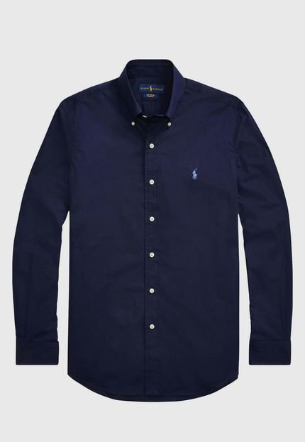 Camisa Polo Ralph Lauren Slim Fit Stretch Azul-Marinho - Marca Polo Ralph Lauren
