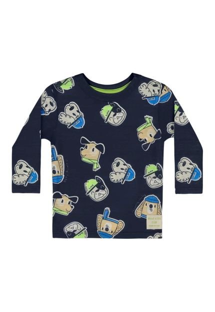 Camiseta em Meia Malha para Bebê Menino Quimby Azul Marinho - Marca Quimby