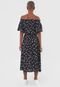 Vestido Facinelli by MOONCITY Midi Floral Preto - Marca Facinelli