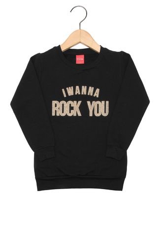 Blusa De Moletom Tricae I Wanna Rock You Preto