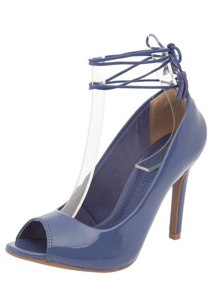 Peep Toe Ramarim Lace Up Azul Marinho - Marca Ramarim