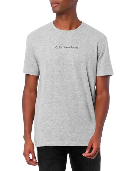 Camiseta Calvin Klein Jeans Masculina Institutional Black New Logo Cinza Mescla - Marca Calvin Klein