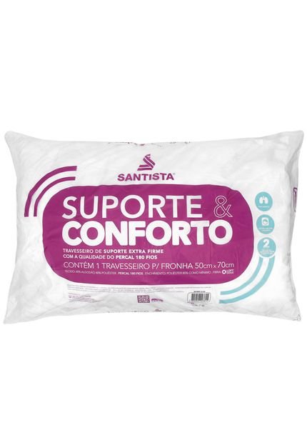 Travesseiro Suporte & Conforto Santista Branca - Marca Santista