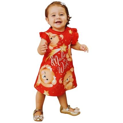 Vestido Verão Infantil Kukiê Menina Vermelho Estampado - Marca Kukiê
