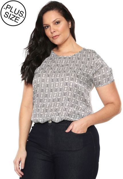 Blusa GRIS Cetim Bege - Marca Gris Plus