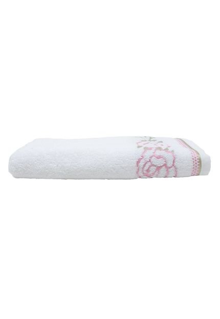 Toalha de Banho Karsten Allegra Fiorin 67x135cm Branca/Rosa - Marca Karsten