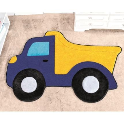 Tapete Formato com Antiderrapante Caminhão Caçamba - 87 cm x 58 cm - Azul Royal - Marca Guga Tapetes