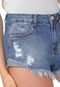 Short Jeans Indigo Jeans Destroyed Aplicações Azul - Marca Indigo Jeans
