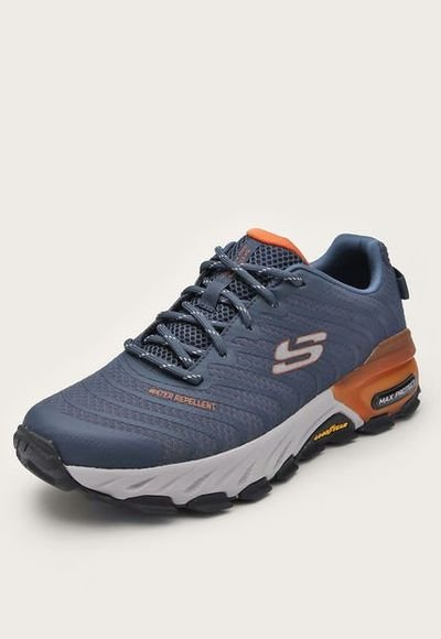 Tenis de Senderismo Azul Gris Naranja Skechers Max Protect Paragon