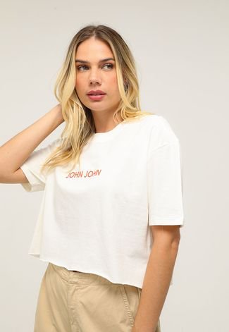 Camiseta John John Logo Off-White - Compre Agora