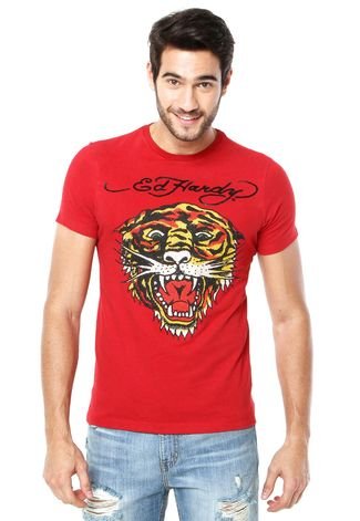 Camiseta Ed Hardy Lion Vermelha