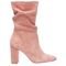 Bota Feminina Bico Redondo Rosa Bebe Suede Cano Medio Enrugado Salto Grosso Alto Couro - Marca Christian Fischer