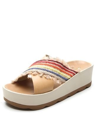 Tamanco Dafiti Shoes Tiras Bege - Compre Agora