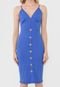 Vestido Colcci Midi Canelado Azul - Marca Colcci