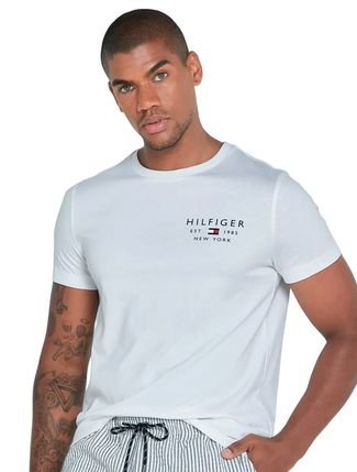 Camiseta Tommy Hilfiger Masculina Regular Brand Love Small Logo Branca