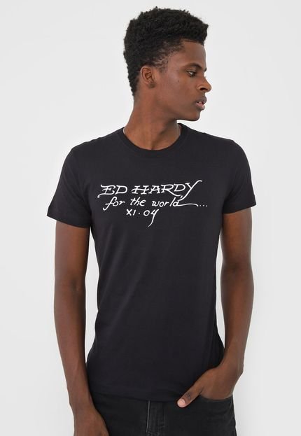 Camiseta Ed Hardy Skull & Roses Preta - Marca Ed Hardy