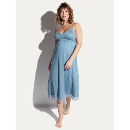 Camisola Curta Sem Manga Micromodal New Maternity Azul - Marca Loungerie