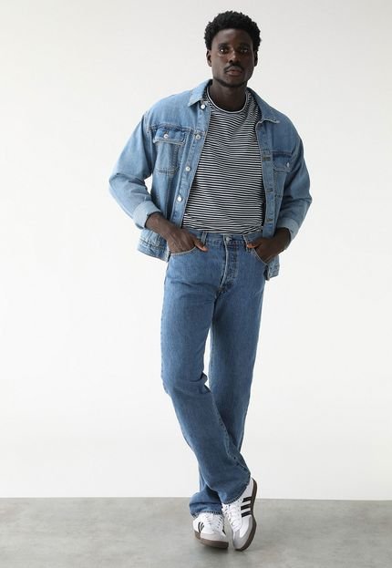 Calça Jeans Levis 501 Straight Leg Azul - Marca Levis