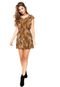 Vestido Top Rock Curto Animal Print Bege - Marca Top Rock