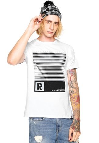 Camiseta Ride Skateboard Gradient Lines Branca