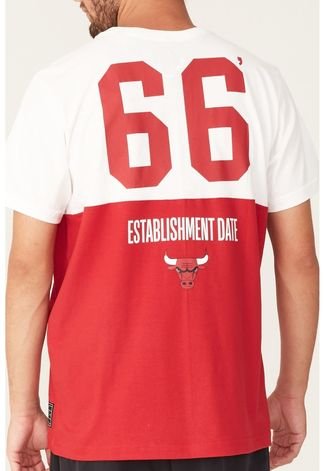 Camiseta NBA Especial Chicago Bulls Off White Com Vermelha