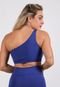 Top Cropped Fitness Feminino Com Alça De Um Ombro Só Blogueira 4 Estações Azul Royal - Marca 4 Estações
