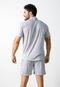 Pijama 4 Estações Masculino Adulto Com Botão Aberto Short Curto Verão Conforto Cinza - Marca 4 Estações