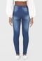 Calça Cropped Jeans Biotipo Skinny Aplicações Azul - Marca Biotipo