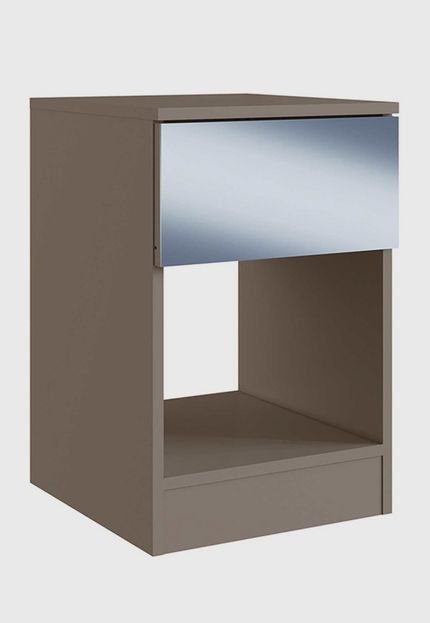 Mesa de Cabeceira Com Espelho Turin/Grigio Genialflex Móveis Cinza - Marca GenialFlex Móveis