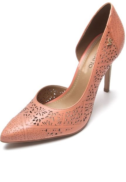 Scarpin Couro Verofatto Lasercut Laranja - Marca Verofatto